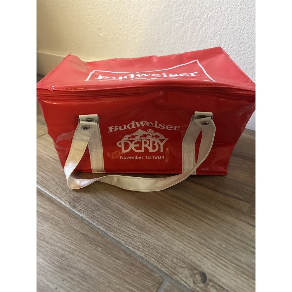 Vintage Budweiser Beer Derby Red Cooler Insulated Bag 1984 Anheuser Busch